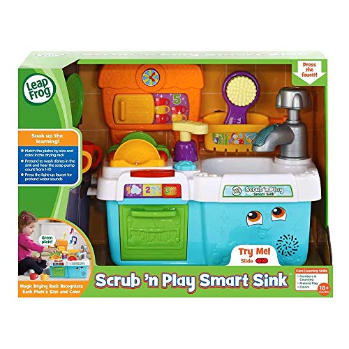 LeapFrog Scrub & Play juguete fregadero, accesorios de cocina para jugar con clasificación de formas, conteo y colores, juguetes para niños y niñas de 2, 3, 4, 5 años de edad , color/modelo surtido