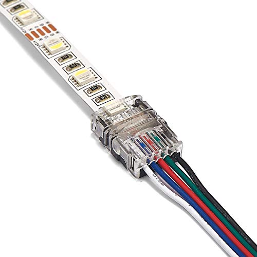 lsc0081 3 unidades profesional RGBW tiras de LED – Conector de cable 12 mm 5 pines sin soldadura IP20 (interior a cable, 12 mm RGBW 5 pines)