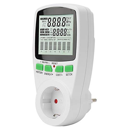 Medidor de Consumo de Corriente del medidor de energía con Pantalla LCD, medidor de Costo de energía, protección contra sobrecarga, Potencia máxima 3680W