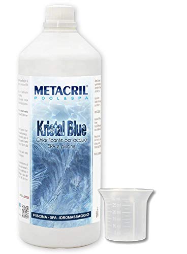 Metacril Kristal Blue 1 l + dosificador floculante y aclarador de base natural – Ideal para piscina o hidromasaje (Teuco, Jacuzzi, Intex, Bestway, etc.).