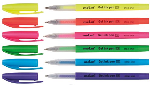 Molin BTG140-06F - Pack de 6 bolígrafos de gel, multicolor