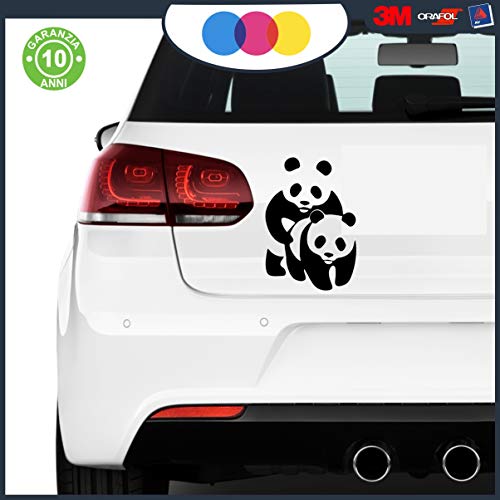 mural stickers Par de adhesivos Panda para coche, moto, scooter, caravana, muebles, paredes, reflectantes, antiarañazos, simpáticos adhesivos de vinilo WWF, 12 x 18 cm, blanco y negro