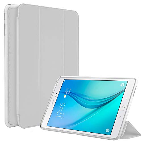 N NEWTOP Funda compatible para Samsung Galaxy Tab A de 9,7 pulgadas T550 T555, funda Flip Smart Libro TPU Back Front Ultra Delgada Ligera Stand Función Wake/Sleep Simil piel (blanco)