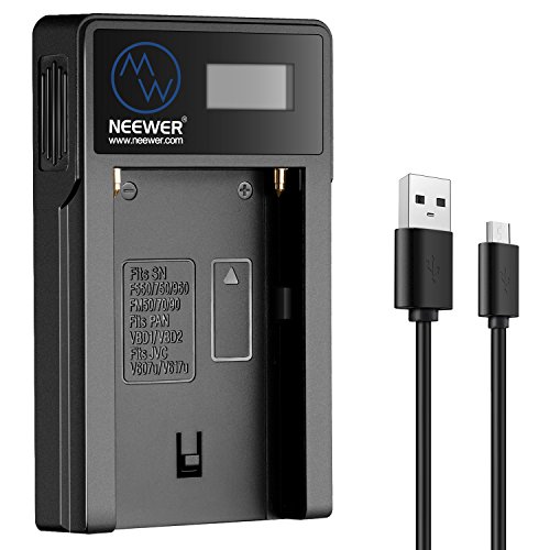 Neewer - Cargador Micro USB para baterías Sony NP-F550/F750/F960/F970, NP-FM50/FM70/FM90, QM71D, 91D, NP-F500H/F55H