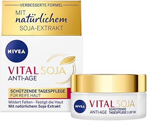 NIVEA Vital Soja - Crema de día protectora SPF 30 (50 ml), fórmula reafirmante con extracto de soja natural, cuidado hidratante con alta protección para arrugas suavizadas