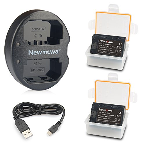 NP-FZ100 Newmowa Batería de Repuesto (2-Pack) y Kit de Cargador Doble para Micro USB portátil para Sony NP-FZ100,BC-QZ1 y Sony a1,Sony a6600,Alpha 9,A9,Alpha 9R,A9R,Alpha 9S,A7RIII,A7R3,a7 III