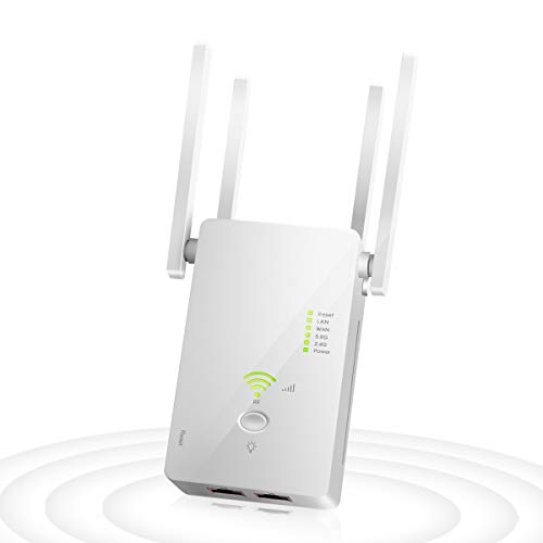 N/P Repetidores WiFi, 1200Mbps Amplificador Señal WiFi 5G/2.4G Repetidor WiFi Largo Alcance con Ap/Repeater/Router Modos, Señal hasta 2500 Pies (White)