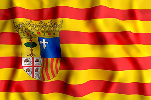 Oedim Bandera de La Comunidad de Aragón 85x150cm | Reforzada y con Pespuntes| Bandera de La Comunidad de Aragón con 2 Ojales Metálicos