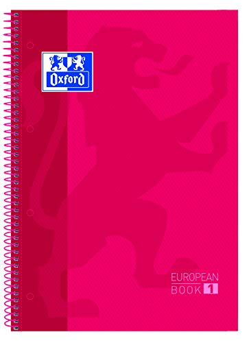 Oxford cuaderno Europeanbook 1, microperforado, tapa extradura, espiral, a4+, cuadrícula 5x5, color rojo