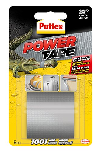 Pattex Power Tape, cinta multiusos resistente, fuerte, corte fácil, gris, 5 m