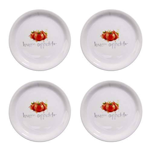 Premier Housewares Platos de Pizza Italia, Porcelana, Blanco, 7 x 23.2 x 23.2 cm, 4 Set