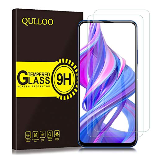 QULLOO Protector de Pantalla para Huawei P Smart Pro/Honor 9X / Honor 9X Pro Cristal Templado [2.5D Borde Redondo] [9H Dureza] [Anti-Huella] Vidrio Templado (2 Piezas)