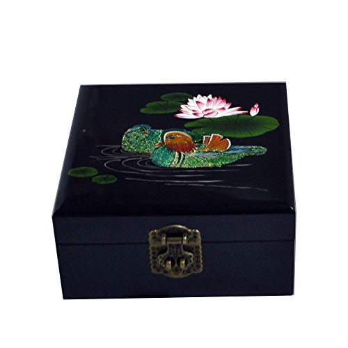 QULONG Caja de Almacenamiento China de Madera Push Laca Ware Artesanía Caja de Almacenamiento de joyería Laca Pintada Día de la Madre, Madre