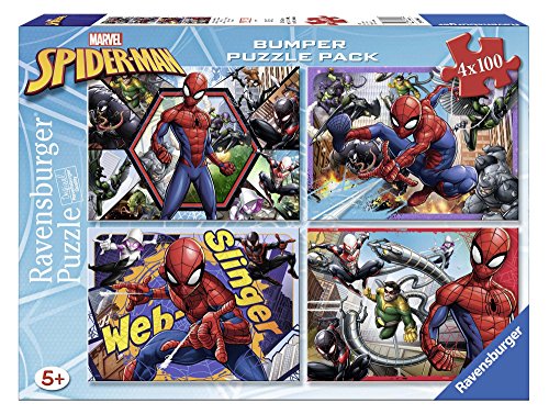 Ravensburger- Puzzle 4 x 100 Piezas Bumper Pack, Spiderman (6914)