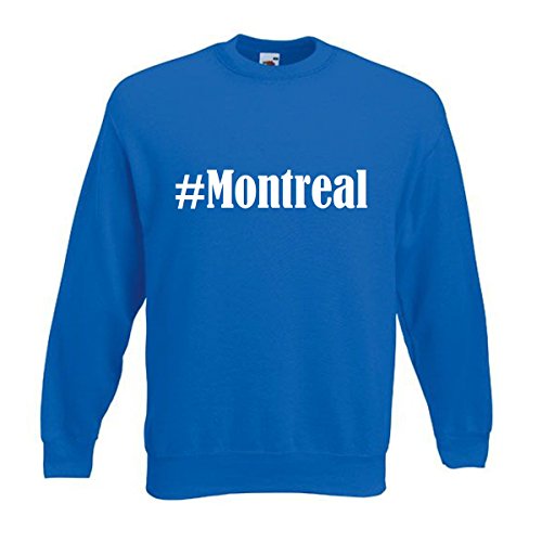 Reifen-Markt Sudadera Hashtag #Montreal para mujer, hombre y niños en los colores negro, blanco y azul con impresión azul S