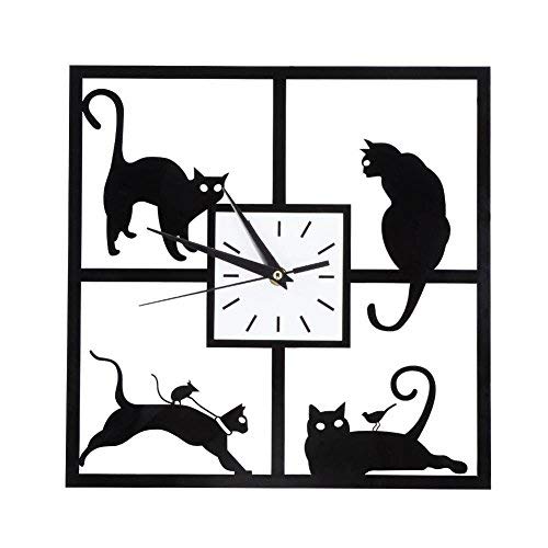 Reloj de pared con diseño de gato, sencillo y creativo de animales, para casa, oficina, café, hotel, restaurante, decoración de calma