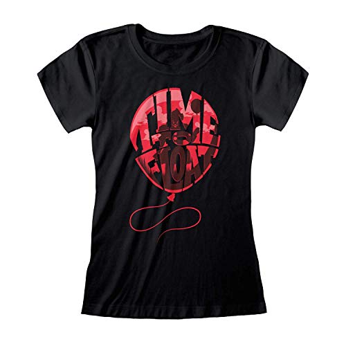 Retro Styler Camiseta Ajustada Negra Time to Float de IT Chapter 2 para Mujer: X-Large