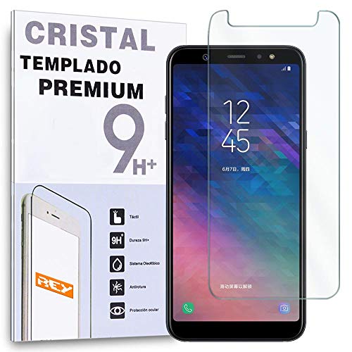 REY Protector de Pantalla para Samsung Galaxy A6 Plus 2018 - Galaxy A9 Star Lite - Galaxy J8 2018, Cristal Vidrio Templado Premium