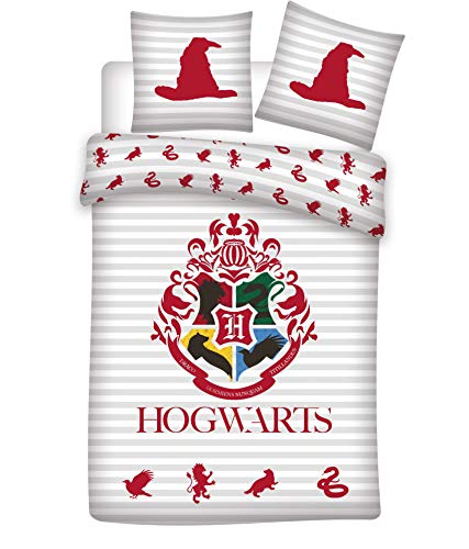 Setino - Juego de cama de Harry Potter Hogwarts reversible, 100% algodón, funda nórdica de 135 x 200 cm y funda de almohada de 80 x 80 cm