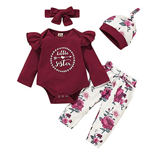 Shiningbaby - Conjunto de ropa para bebé y niña (3 unidades), diseño de rosa Blanco y rojo. 6-12 Meses