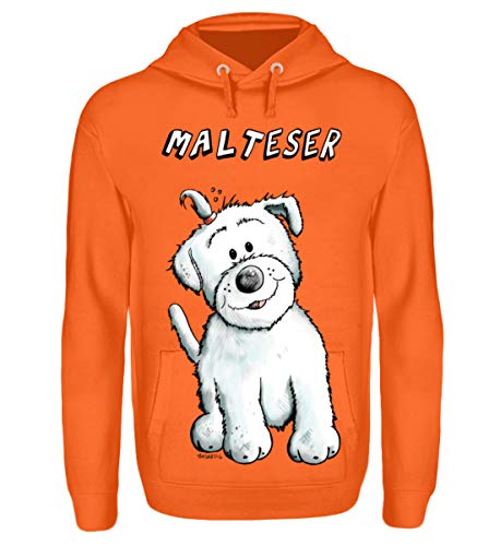 Shirtee Happy Malteser - Sudadera con capucha unisex Orange Crush XL