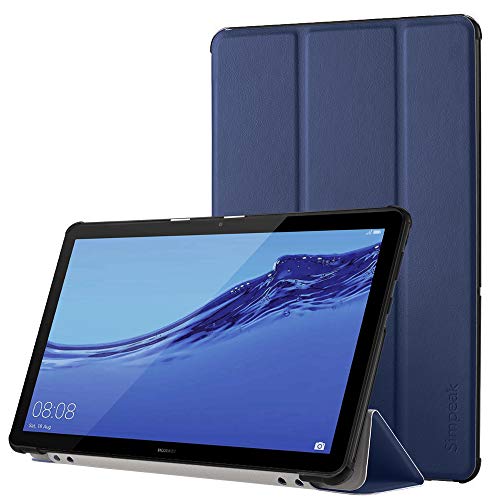 Simpeak Funda Compatible con Huawei MediaPad T5 10 [5 años de garantía], Funda 10.1 Pulgadas Multi-Angulo Cubierta Folio con el Soporte Reposo Automático de Despertador, Azul
