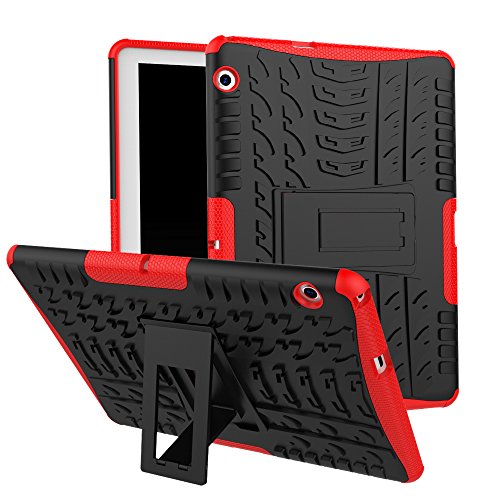 Skytar Funda para Huawei MediaPad T3 10,Hybrid Dura Layer Protección de Policarbonato Duro + TPU Silicona Protección Cover Carcasa para Huawei MediaPad T3 10 de 9,6 Pulgadas Tablet Funda,Rojo