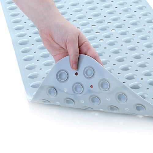 SlipX Solutions El tapete de baño extralargo agrega una tracción Antideslizante a Las tinas y duchas: ¡30% más Que Las esteras estándar! (200 Ventosas, 99 cm de Largo - Lavable a máquina, Gris)