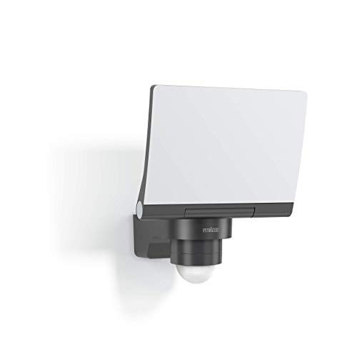 Steinel XLED PRO 240 V2 - Foco LED (20 W, sensor de movimiento de 240°, 3000 K, luz blanca cálida, incluye soporte para pared esquinera), color gris