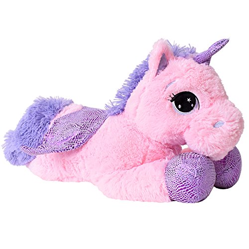 TE-Trend plüschpferd caballo unicornio unicorn peluche tumbado 45cm Púrpura glitzerhorn Grandes Ojos Rosa
