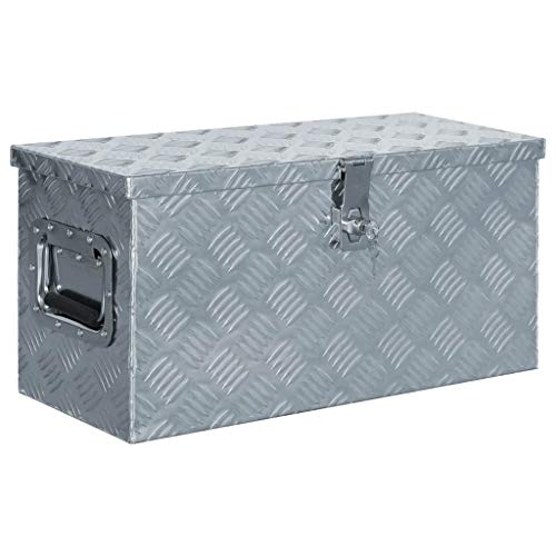 Tidyard Caja de Aluminio Multiusos de Resistente a la Corrosión con Sistema de Cierre 61,5 x 26,5x30 cm Cromado