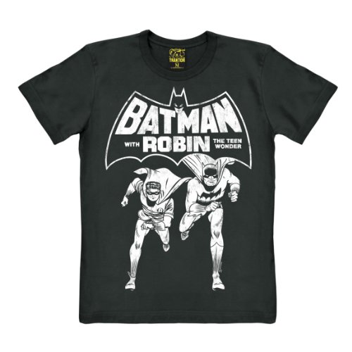 TRAKTOR DC Comics - Batman y Robin - The Teen Wonder Camiseta - Negro, Talla M