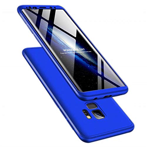 TXLING Funda Samsung Galaxy S9 Bumper 3 en 1 Estructura 360 Grados Case Ultra-Delgado [Ligera] Anti-rasguños Carcasa para Samsung Galaxy S9 Azul +Cristal Templado