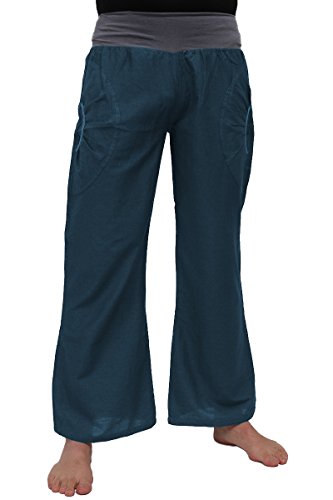 ufash Pantalones de Yoga de algodón, Ropa Deportiva para Hombres, con Cinturilla elástica, L/XL, Petrol