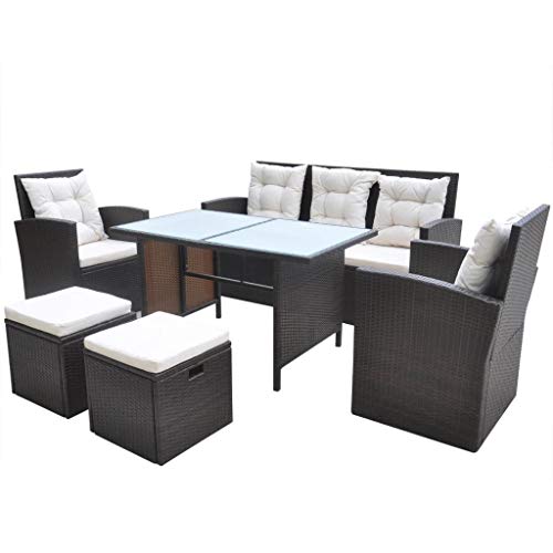 vidaXL Juego Comedor de Jardín Ratán Sintético Marrón Muebles Patio Exterior