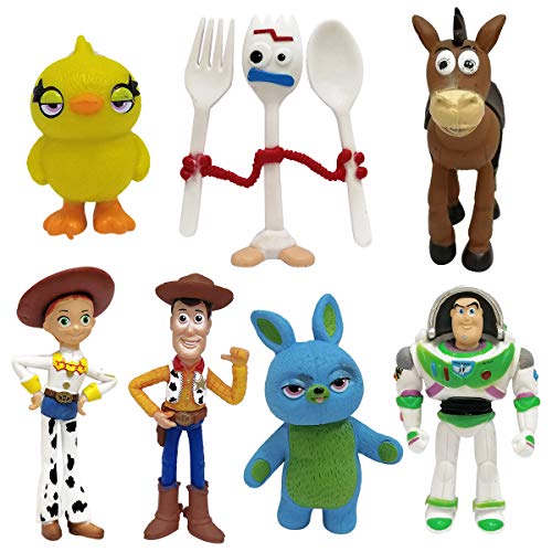 WENTS Toy Story 4 Pack de Aventuras de Woody y Perdigón, Juguetes niños Suministros Divertidos para Fiestas para niños pequeños, Juego de decoración para Tartas para cumpleaños