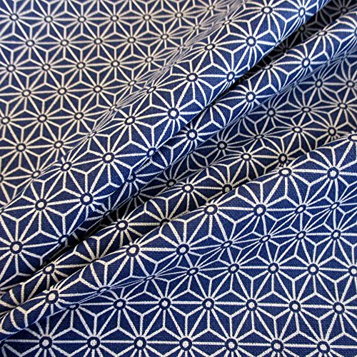 Werthers Stoffe Tela de algodón por metros, azul índigo y blanco de Japón Asanoha Graphik