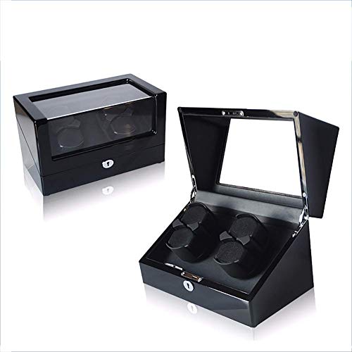 WXDP Enrollador de Reloj automático,Caja de Almacenamiento para joyería, para 4 Relojes, Negro, Caja de Almacenamiento de exhibición de giratoria con Pintura de Piano