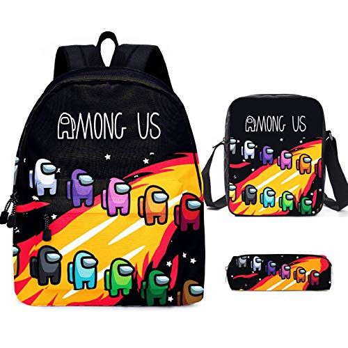 ZBK - Juego con mochila para ordenador portátil, bandolera y estuche del videojuego AMONG US, para niños y niñas, 9 colores disponibles