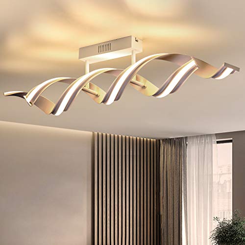 ZMH Lámpara LED de techo para salón 29W luz blanca cálida lámpara de techo para dormitorio, moderna lámpara de cocina, diseño en espiral 96 cm de longitud, lámpara de oficina