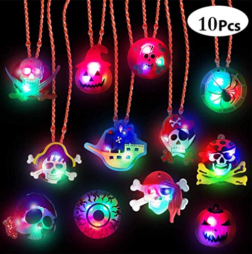 10 piezas de collar de niños que brillan intensamente con LED de Halloween regalos de fiesta de cumpleaños de Halloween que brillan en la oscuridad suministros de fiesta de Halloween