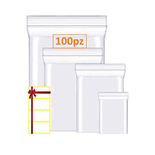 100 Bolsas de plástico transparentes gruesas y duraderas para almacenamiento y conservación de productos, cierre de cremallera reutilizable, cierre con cremallera a presión (4 x 6)