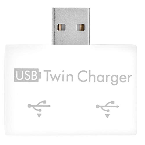 143 Hub USB, Hub USB2.0 Macho a 2 Puertos USB Cargador Doble Divisor Adaptador multipuerto Convertidor de concentrador de Red Concentrador de Datos portátil para computadora portátil(Blanco)