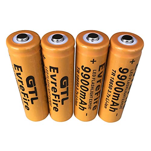 18650 Batería Recargable de Iones de Litio 3.7V 9900mAh Baterías de botón de Gran Capacidad para Linterna LED, iluminación de Emergencia, Dispositivos electrónicos, etc. 4 Piezas (Orange)
