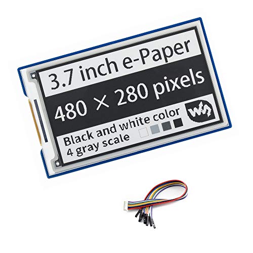 3.7inch E-Ink E-Paper Display Hat 480×280 píxeles para Raspberry Pi, Bicolor Negro/Blanco, 4 Escalas Grises, Interfaz SPI Soporte de actualización Parcial