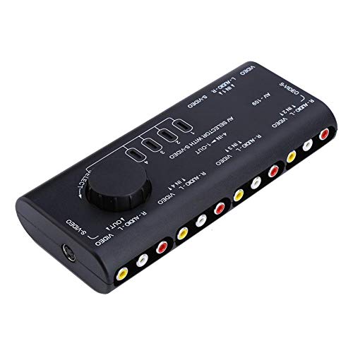 4 in 1 out AV RCA Switch Box Interruptor, de Señal de Audio y Video - para Set-Top Box DVD VCD TV Peso Liviano - Tamaño Oortátil - Fácil de Transportar Fácil Instalación y Operación