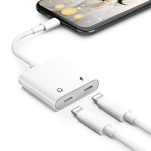 [5 in 1]Auriculares para iPhone Dongle AUX Audio Dual Jack Accessories Converter Compatible con iPhone 12/11/11Pro/11 Pro Max/7/7P/8/8P/XS Max/XR/X Plug and Play Connector Support All iOS System