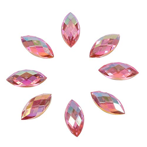 500 piezas de cristales iridiscentes, pedrería de cristal plano AB Gotas de agua Cristal acrílico efectos especiales diamantes de imitación, 5 colores opcionales(Rosado)