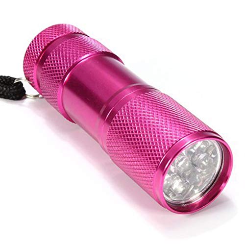 9.2x2.7x2.5cm 9LED UV LED linterna rojo rosa
