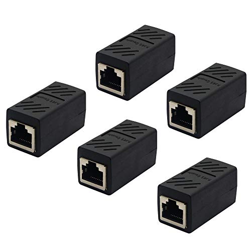 Acoplador RJ45, extensión de cable Ethernet unido a un adaptador LAN hembra a conector extensor hembra, KANGPING es compatible con red Cat7, Cat6a, Cat5a (paquete de 5)
